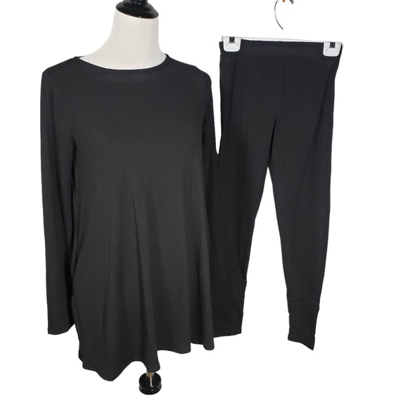 Zenana Women's Small Black 2-Piece Stretchy Long Set Long Sleeve Top & Pants - Picture 1 of 8